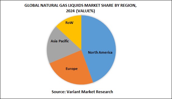 Global natural gas liquids market share by region, 2024
